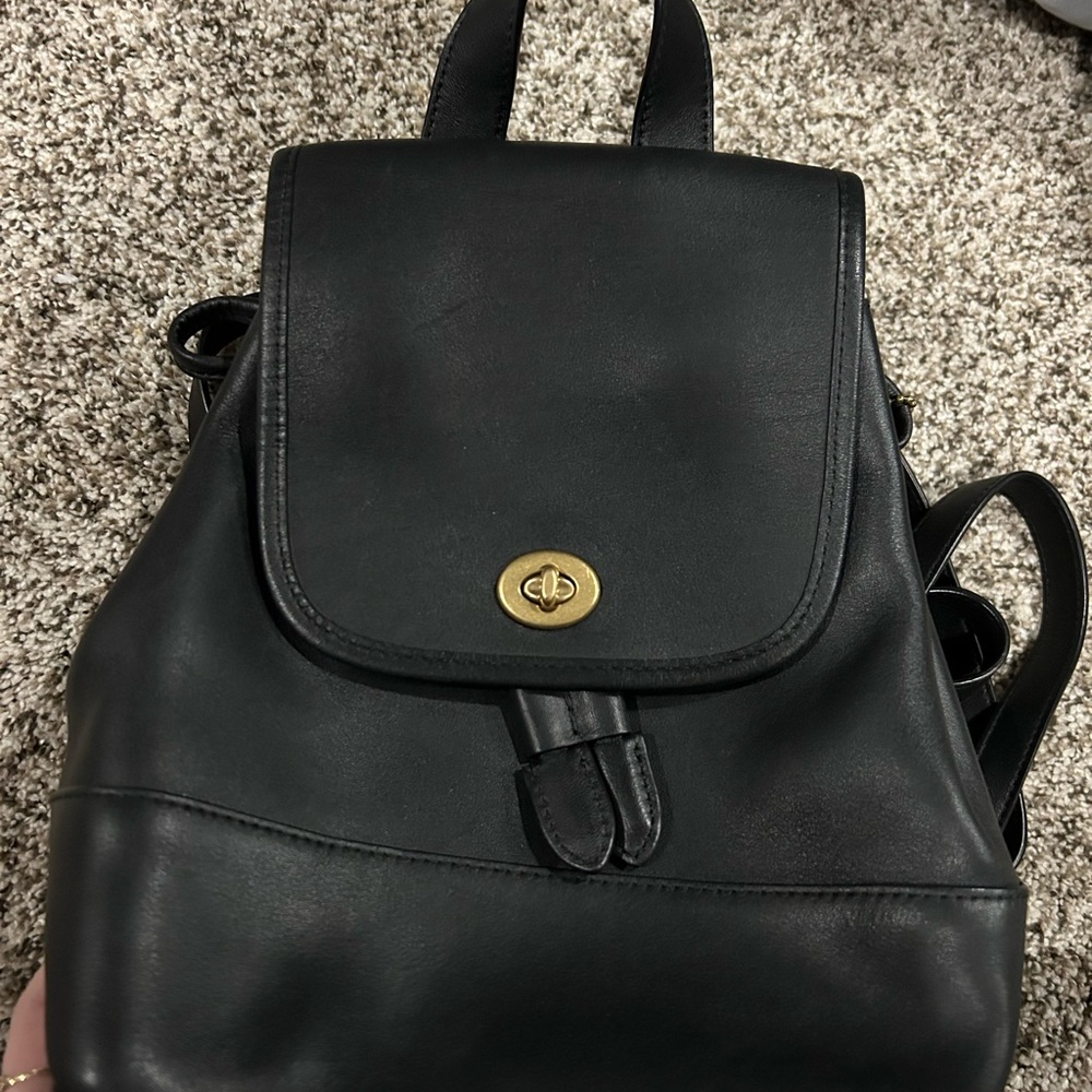 Coach Drawstring Backpack | Black Leather - image 1